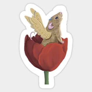 Tulip Mouse- white outline Sticker